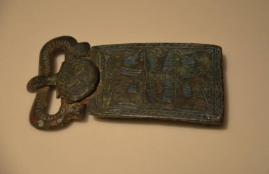 Nuremberg, Almanya 10.19.2019: Visigotik bronz kemer tokası