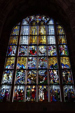 Nuremberg, Almanya 10.17.2019: Pencere - St. Lorenz Kilisesi