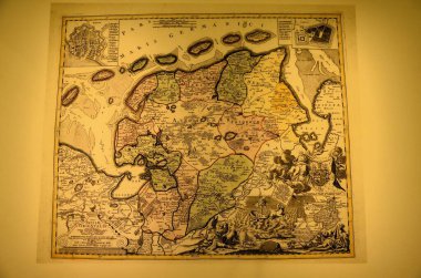 Nuremberg, Almanya 10.19.2019: Doğu Frizya Haritası, Evert Simonsvelt