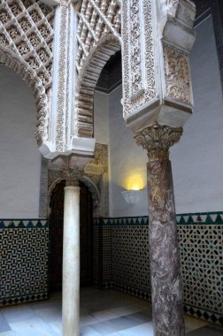 Seville, Spain 03.24.2019: Hall of Ambassadors in Alczar of Seville, Spain