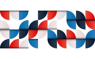 Basit şekilleri ve güzel renk paleti olan yüzyılın ortası geometrik soyut deseni. Basit geometrik kalıp bileşimi