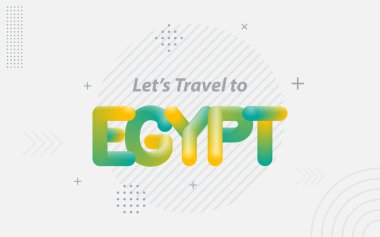 Mısır 'a seyahat edelim. 3d harmanlama efektli yaratıcı tipografi