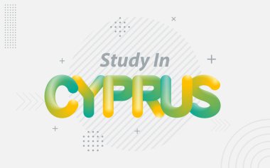 Kıbrıs 'ta eğitim. 3d harmanlama efektli yaratıcı tipografi