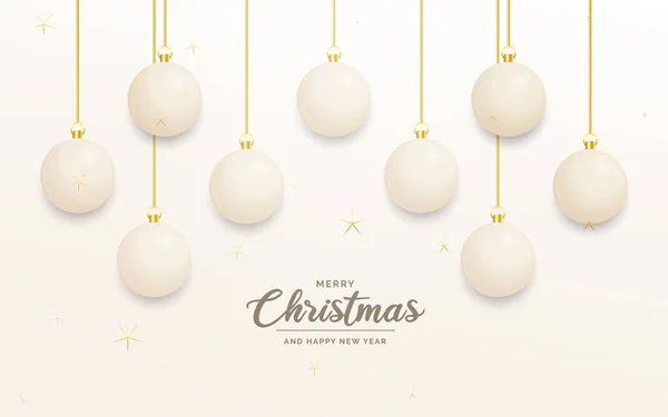 Festliche Weihnachtsdekoration Weiße Und Goldene Weihnachtskugeln Für Webseite Soziale Netzwerke — Stockvektor