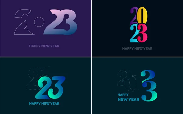 Big Set 2023 Happy New Year Logo Text Design 2023 — Vettoriale Stock