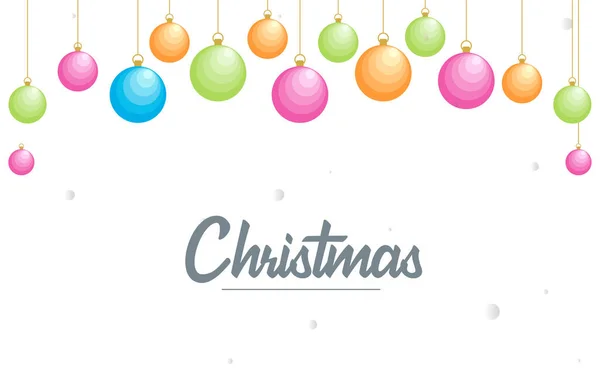 Plat Joyeux Noël Brillant Décoratif Éléments Boule Suspendus Fond — Image vectorielle