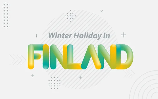 Vacaciones Invierno Finlandia Tipografía Creativa Con Efecto Mezcla — Vector de stock