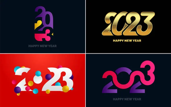 stock vector Big set 2023 Happy New Year black logo text design. 20 23 number design template. Collection of symbols of 2023 Happy New Year