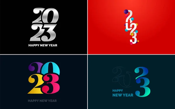 Frohes Neues Jahr 2023 Text Design Pack Für Broschüren Design — Stockvektor