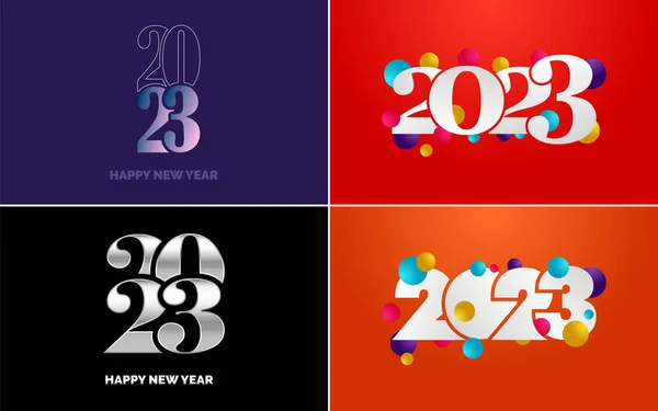 Šťastný Nový Rok 2023 Textový Design Pack Pro Šablonu Návrhu — Stockový vektor