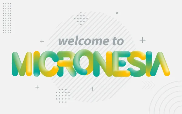 Welcome Micronesia Creative Typography Blend Effect — Stock Vector