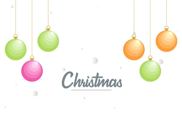 Επίπεδη Καλά Χριστούγεννα Γυαλιστερό Διακοσμητικά Στοιχεία Μπάλα Κρέμεται Φόντο — Διανυσματικό Αρχείο