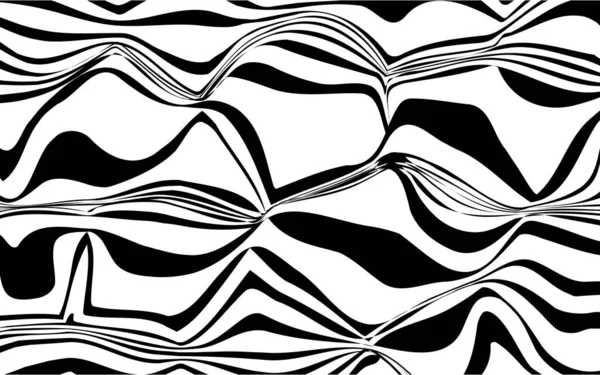 波状の抽象的な背景の傾向 シームレスな縞模様 幾何学的光学効果 テキスタイルやファブリックのためのファッションプリント 変形線及び波紋 — ストックベクタ