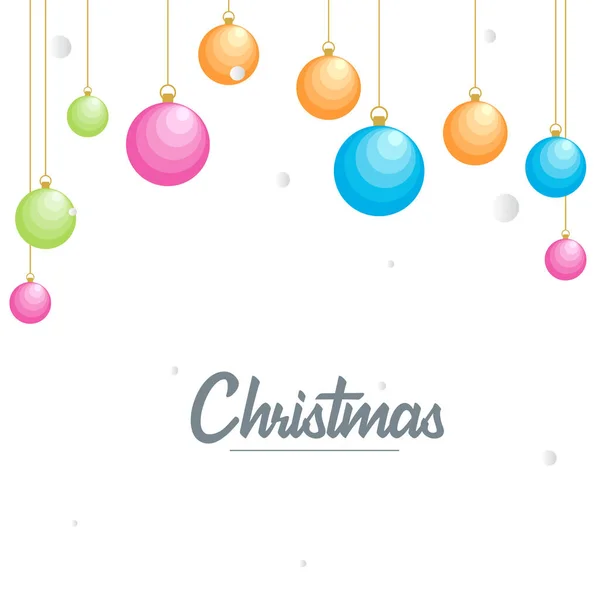 Flache Frohe Weihnachten Hochglanz Dekorative Ball Elemente Hängenden Hintergrund — Stockvektor