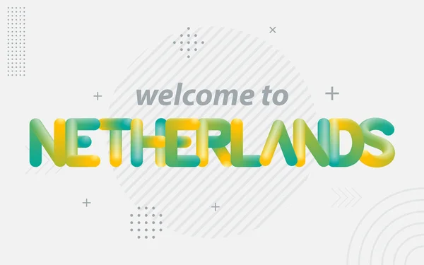 Bienvenidos Holanda Tipografía Creativa Con Efecto Mezcla — Vector de stock