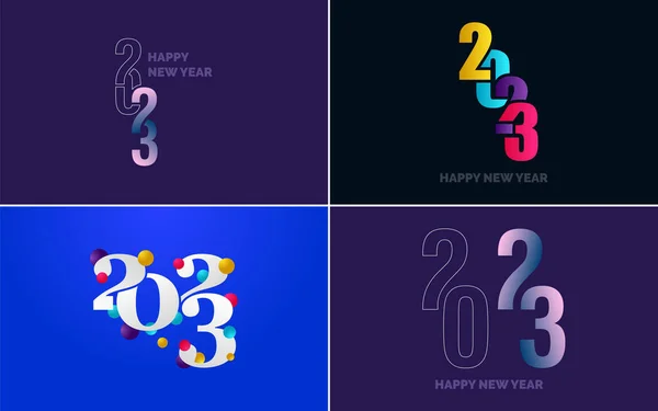 Feliz Año Nuevo 2023 Paquete Diseño Texto Para Plantilla Diseño — Archivo Imágenes Vectoriales