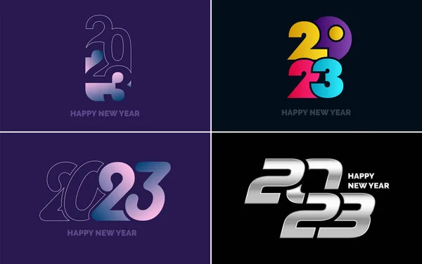 Set Logo Design 2023 Buon Anno 2023 Modello Progettazione Numerica — Vettoriale Stock