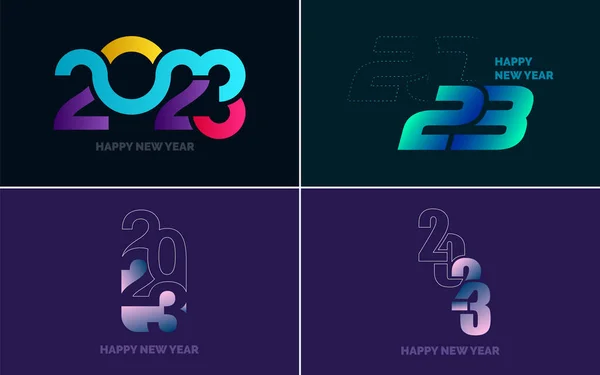 stock vector Big set 2023 Happy New Year black logo text design. 20 23 number design template. Collection of symbols of 2023 Happy New Year