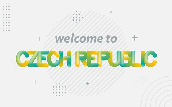 Bienvenidos República Checa Tipografía Creativa Con Efecto Mezcla — Vector de stock