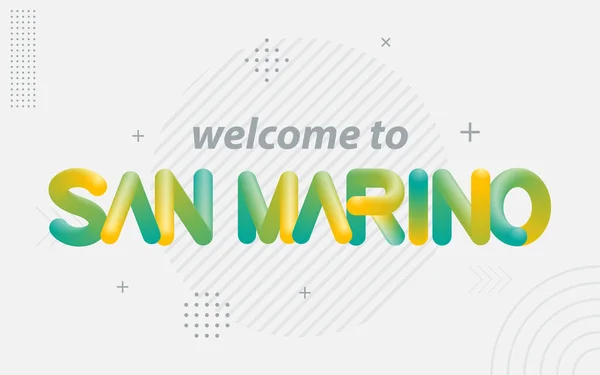Bienvenido San Marino Tipografía Creativa Con Efecto Mezcla — Vector de stock