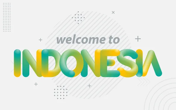 Welcome Indonesia Creative Typography Blend Effect — Stock Vector