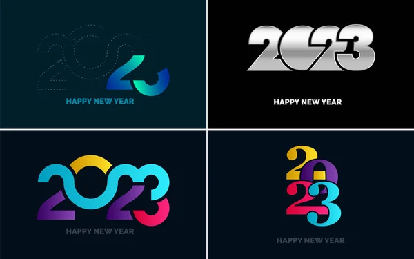 Big Set 2023 Happy New Year Logo Text Design 2023 — Vettoriale Stock