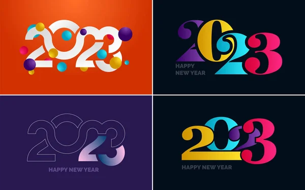 Happy New Year 2023 Text Design Pack Brochure Design Template — Stock Vector