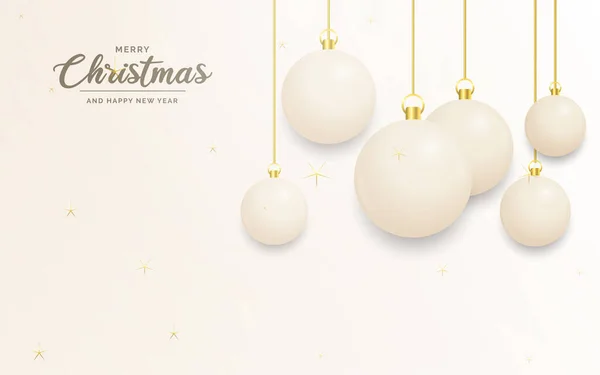 Decoración Navideña Festiva Bolas Navidad Blancas Doradas Para Sitio Web — Archivo Imágenes Vectoriales