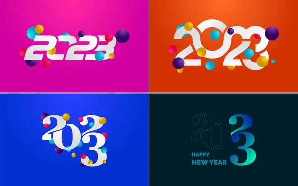 Großes Set Von 2023 Frohes Neues Jahr Logo Text Design — Stockvektor