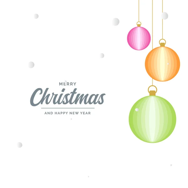 stock vector Flat merry christmas Glossy  decorative Ball elements hanging background