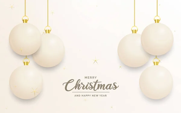 Festive Christmas Decoration White Gold Christmas Balls Website Social Networks — Stock Vector