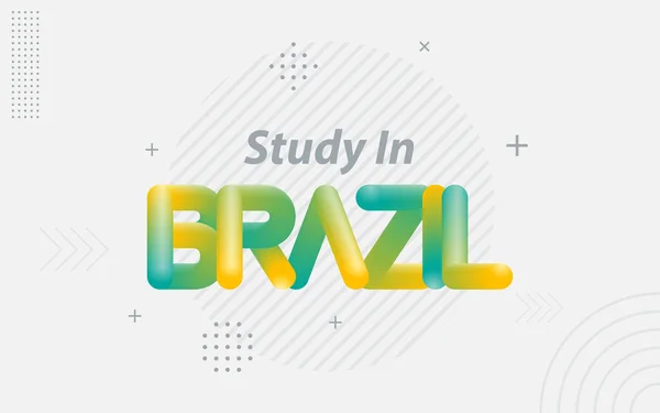 Étudier Brésil Typographie Créative Avec Effet Mélange — Image vectorielle