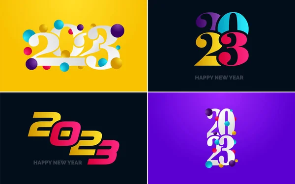 Frohes Neues Jahr 2023 Text Design Pack Für Broschüren Design — Stockvektor