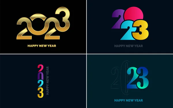 Feliz Año Nuevo 2023 Paquete Diseño Texto Para Plantilla Diseño — Vector de stock
