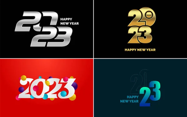 stock vector Big set 2023 Happy New Year black logo text design. 20 23 number design template. Collection of symbols of 2023 Happy New Year