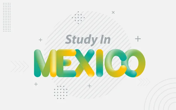 Estudia México Tipografía Creativa Con Efecto Mezcla — Vector de stock