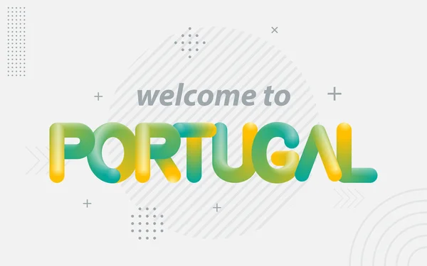 Bienvenido Portugal Tipografía Creativa Con Efecto Mezcla — Vector de stock