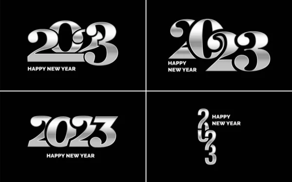 Big Set 2023 Feliz Año Nuevo Logotipo Diseño Texto Plantilla — Archivo Imágenes Vectoriales