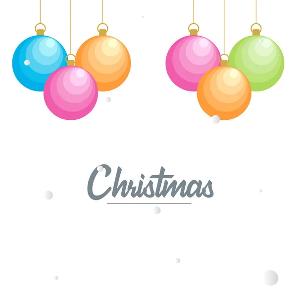 Piso Feliz Navidad Brillante Decorativo Elementos Bola Colgando Fondo — Archivo Imágenes Vectoriales