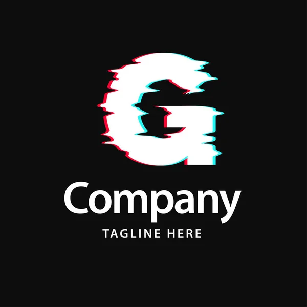 Gグリッチのロゴ ビジネスブランドアイデンティティデザイン — ストックベクタ