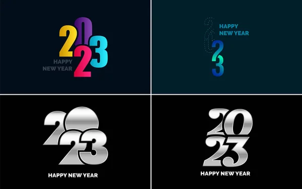 Feliz Año Nuevo 2023 Paquete Diseño Texto Para Plantilla Diseño — Vector de stock