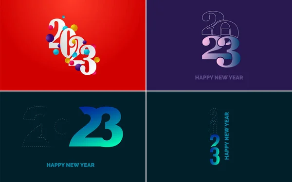 Big Set 2023 Feliz Año Nuevo Logotipo Diseño Texto Plantilla — Vector de stock