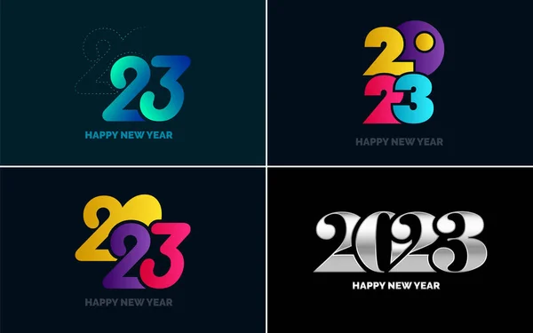 stock vector Big set 2023 Happy New Year black logo text design. 20 23 number design template. Collection of symbols of 2023 Happy New Year