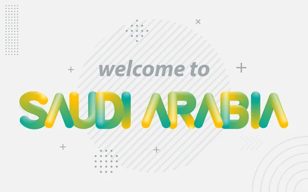 Welcome Saudi Arabia Creative Typography Blend Effect — Stock Vector