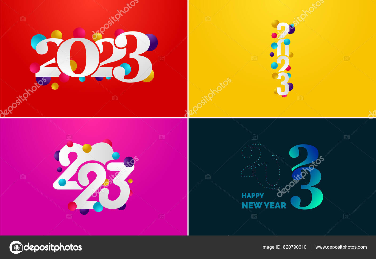 Big Set Of 2023 Happy New Year Logo Text Design 2023 Number Design