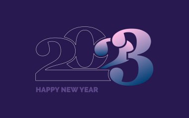 2043 Mutlu Yıllar sembolü. Yeni 2023 yılı tipografi tasarımı. 2023 sayı logoti çizimi