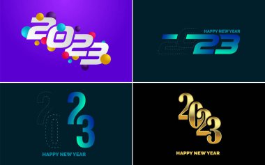 Logo dizaynı 2023 Mutlu Yıllar. 2023 numara tasarım şablonu. Noel dekoru 2023 Mutlu Yıllar sembolleri. Pankart için modern Xmas tasarımı. Sosyal ağ. kapak ve takvim