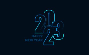 Mutlu yıllar 2023 metin tasarımı. Broşür tasarım şablonu için. Kart. Pankart