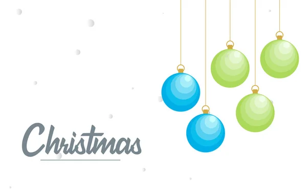 Flache Frohe Weihnachten Hochglanz Dekorative Ball Elemente Hängenden Hintergrund — Stockvektor