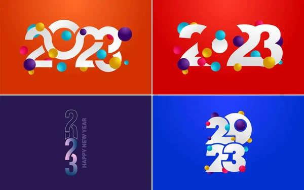 Conjunto Diseño Logotipo 2023 Feliz Año Nuevo Plantilla Diseño 2023 — Archivo Imágenes Vectoriales